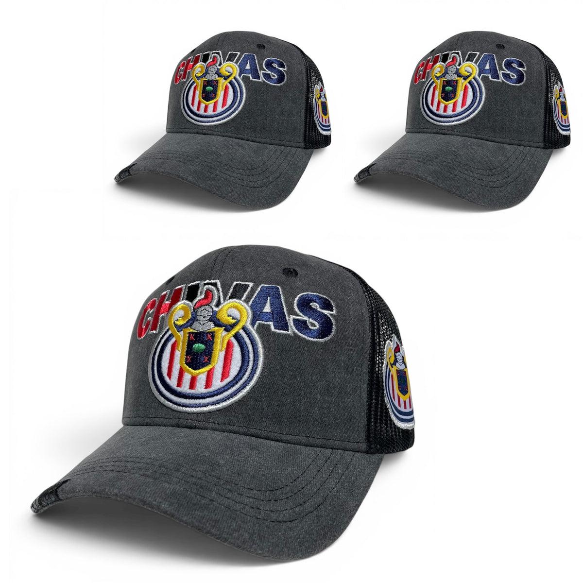 Chivas Guadalajara Embroidered Trucker Snapback Hat – Dark Gray & Black