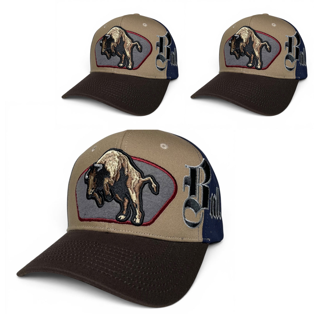 Bull Embroidered Western Snapback Cap, Curved Brim