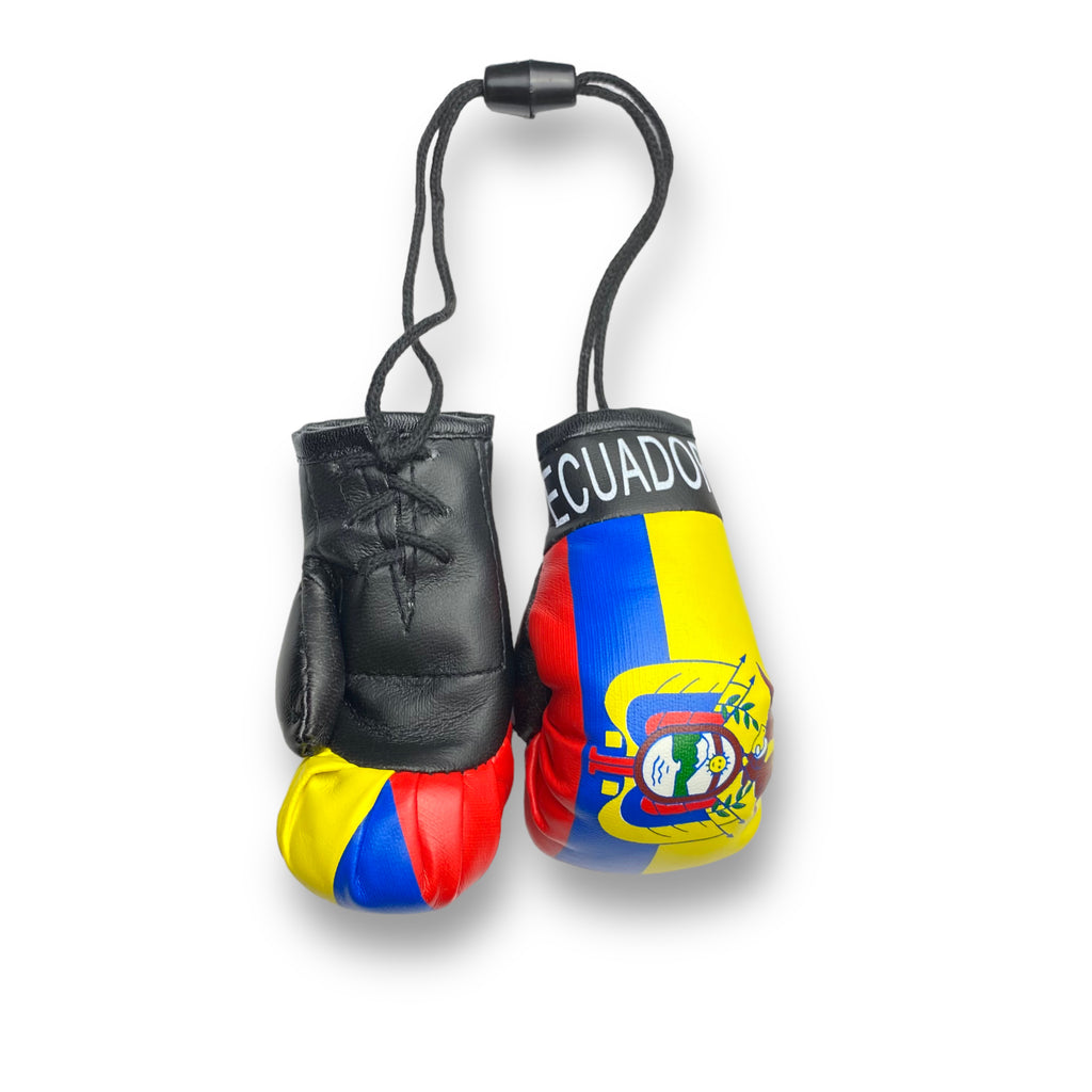 Mini Boxing Gloves with Ecuador Flag - Ideal for Displaying as Car Rearview Mirror Mini Banner