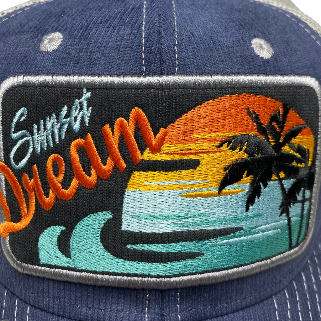 Sunset Dream Embroidered Corduroy Snapback Cap