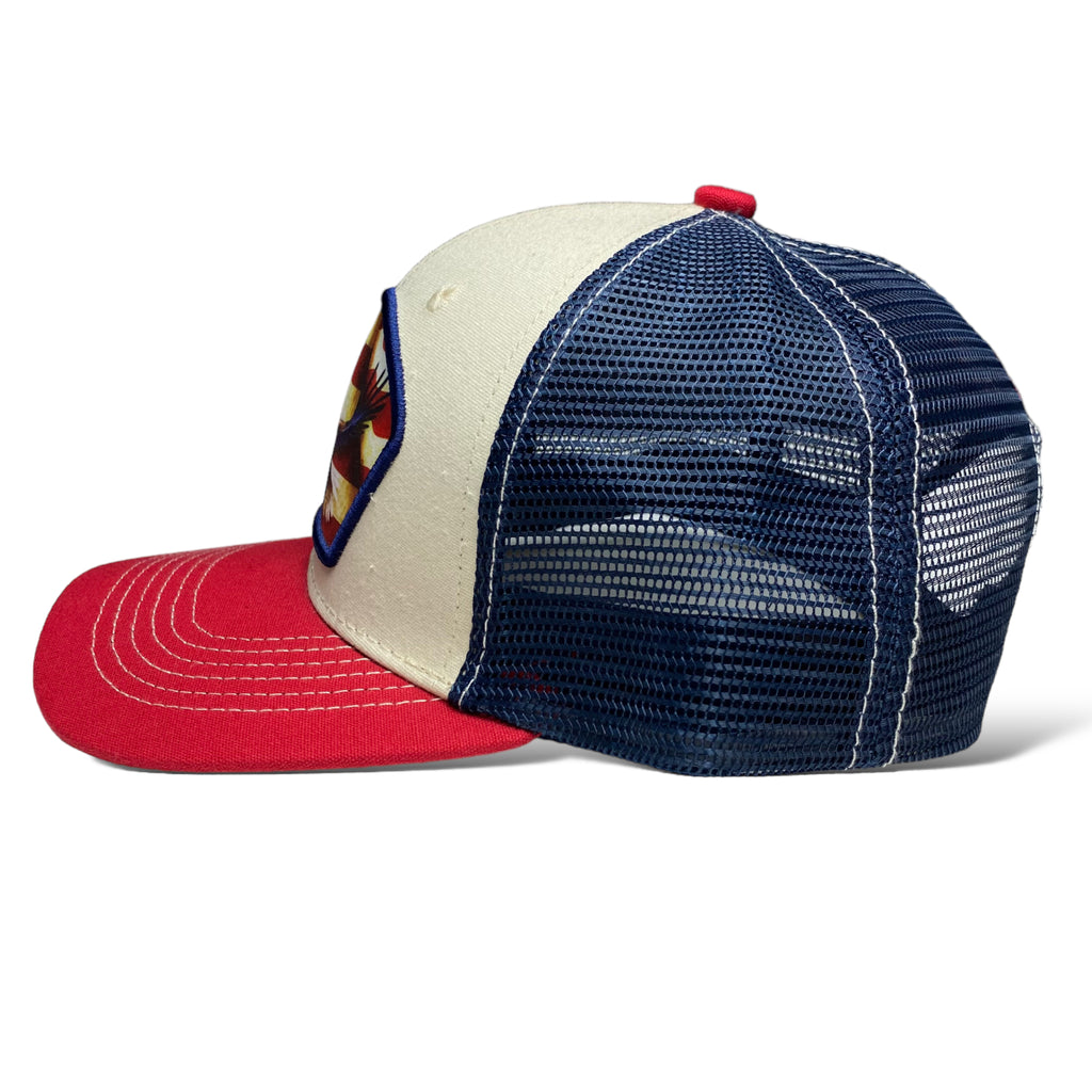 USA Eagle Flag Trucker Cap - Patriotic Hat with Printed Patch