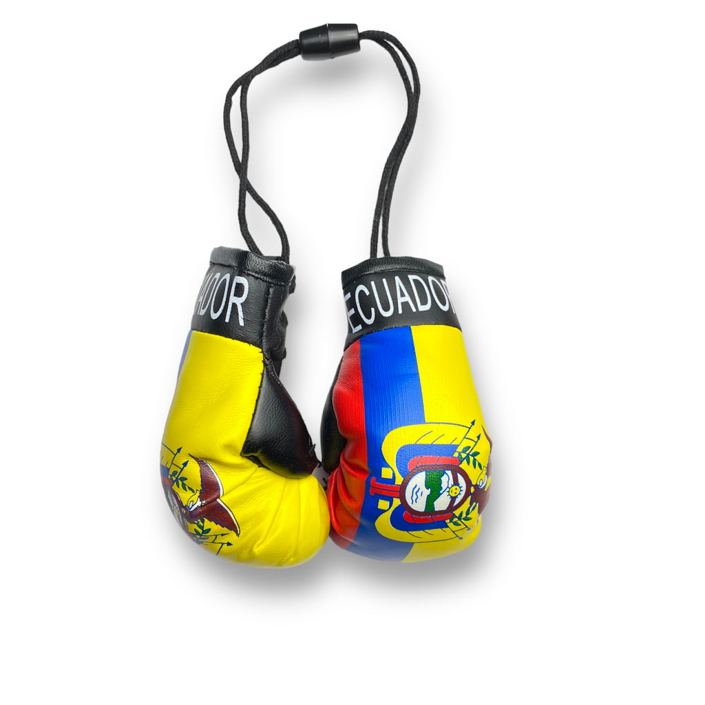 Mini Boxing Gloves with Ecuador Flag - Ideal for Displaying as Car Rearview Mirror Mini Banner