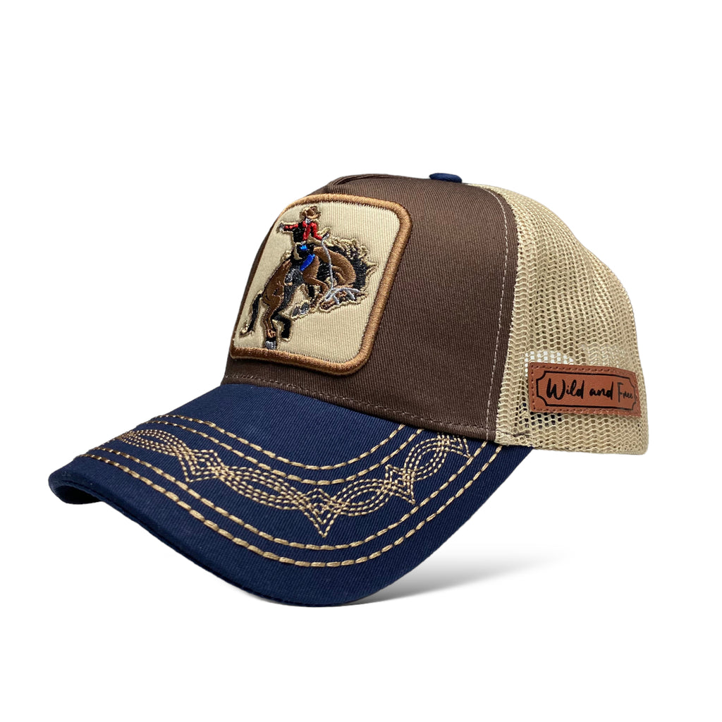 Cowboy Bucking Horse Bronc Riding Roundup Snapback Trucker Baseball Cap Hat