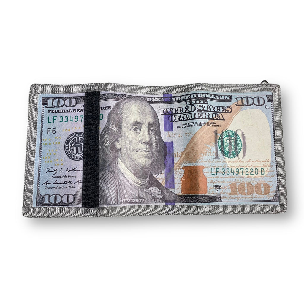 Wholesale 100 Dollar Bill Printed Trifold Wallet