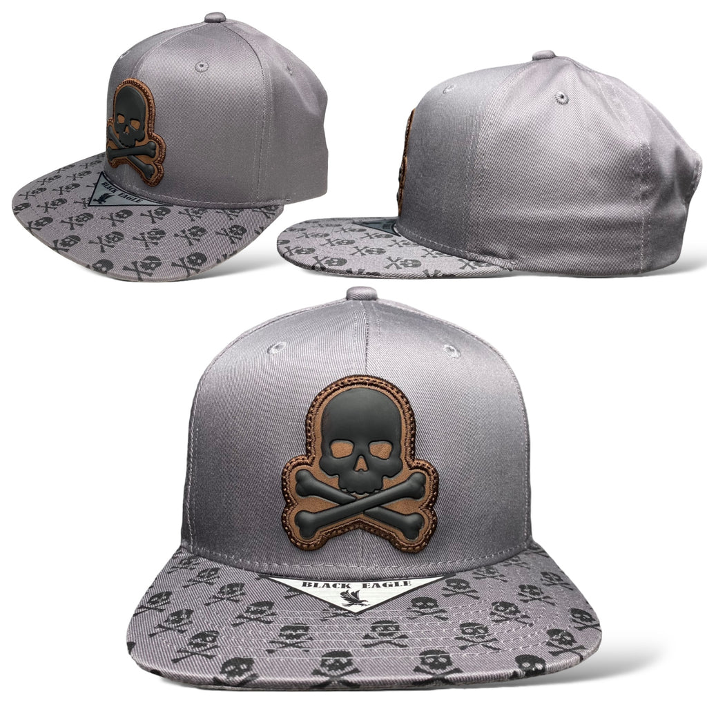 Wholesale Skull Crossbones Rubber Patch Snapback Baseball Hat