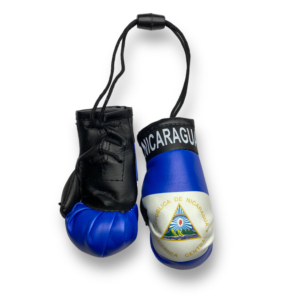 Mini Boxing Gloves with Nicaragua Flag - Ideal for Car Rearview Mirror Mini Banner Display