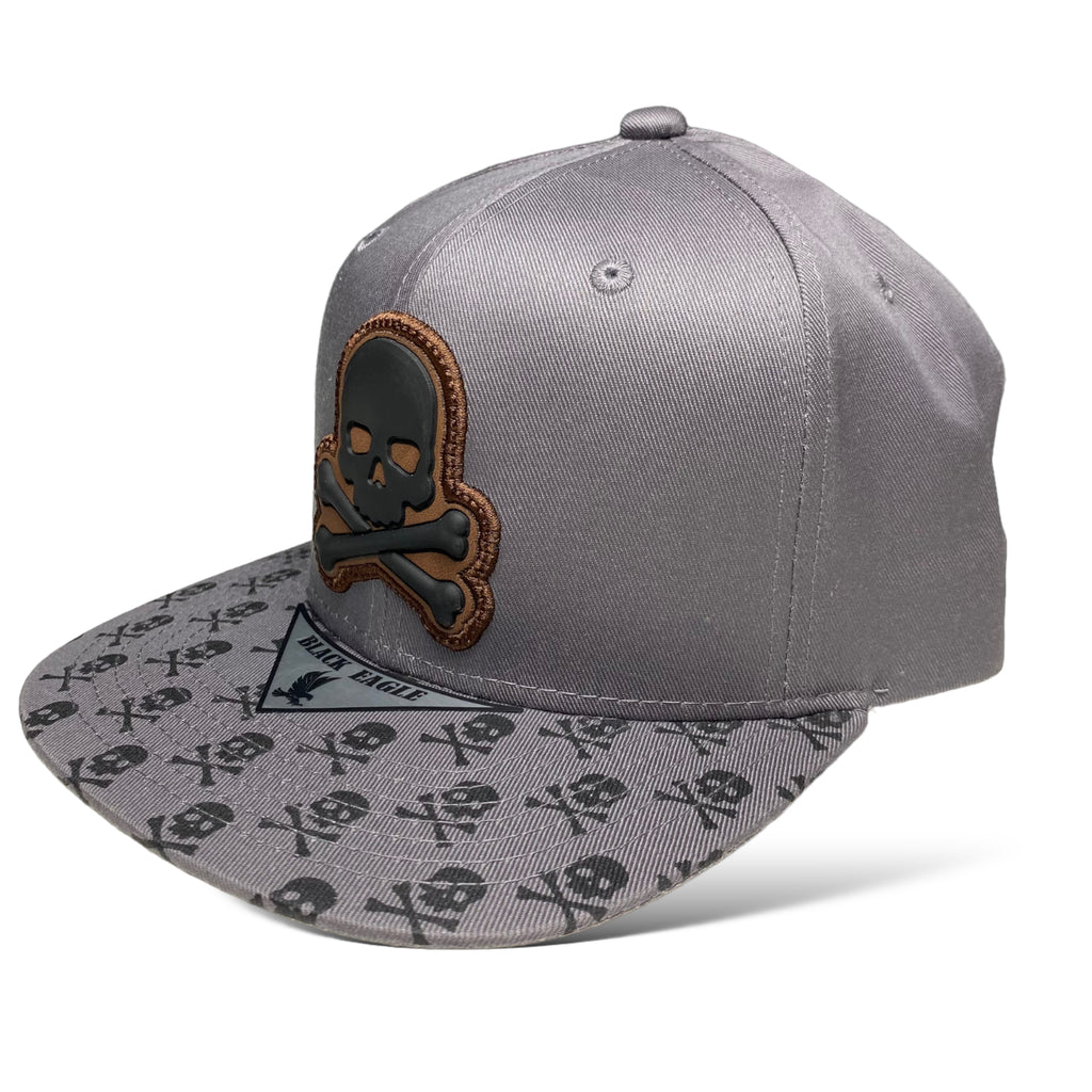 Wholesale Skull Crossbones Rubber Patch Snapback Baseball Hat