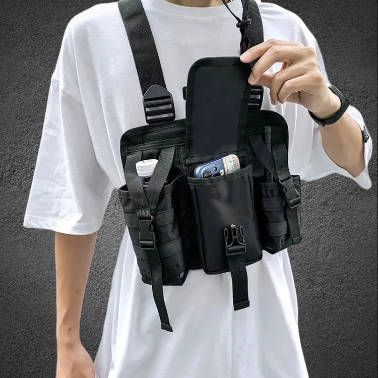 Chest Bag Unisex Tactical Vest Backpacks Sport Travel Chest Pack Black