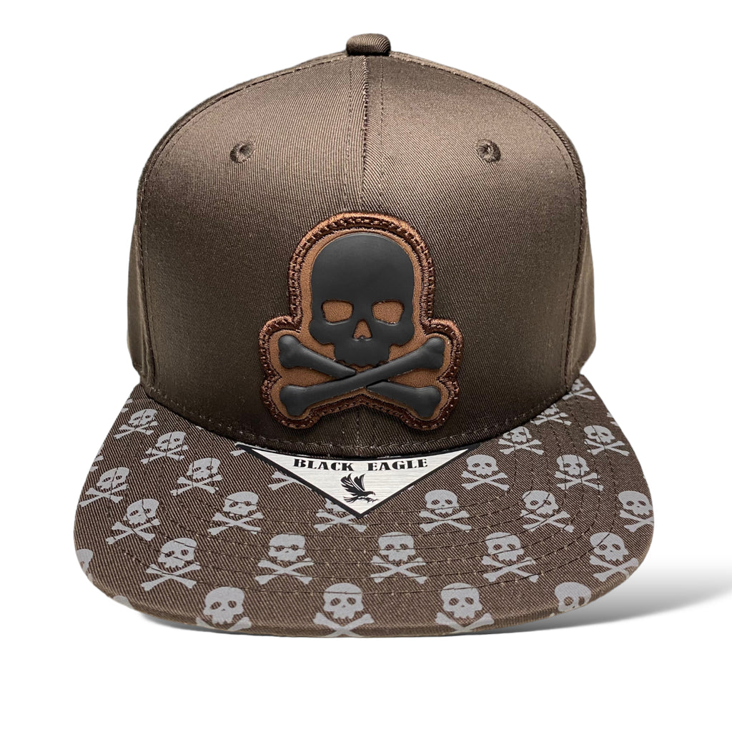 Wholesale Skull Crossbones Rubber Patch Snapback Baseball Hat