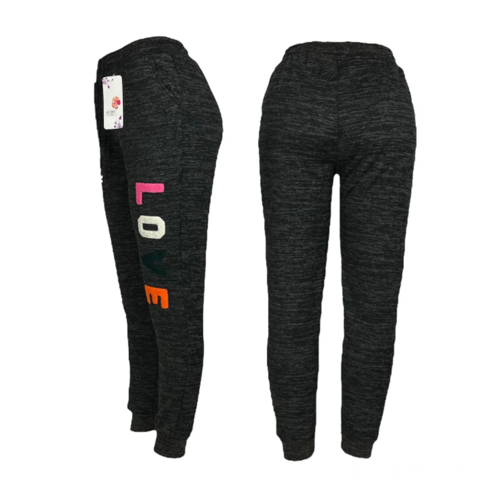 Women's Black Fleece Lined Thermal Sweatpants for Home and Outdoor Activities