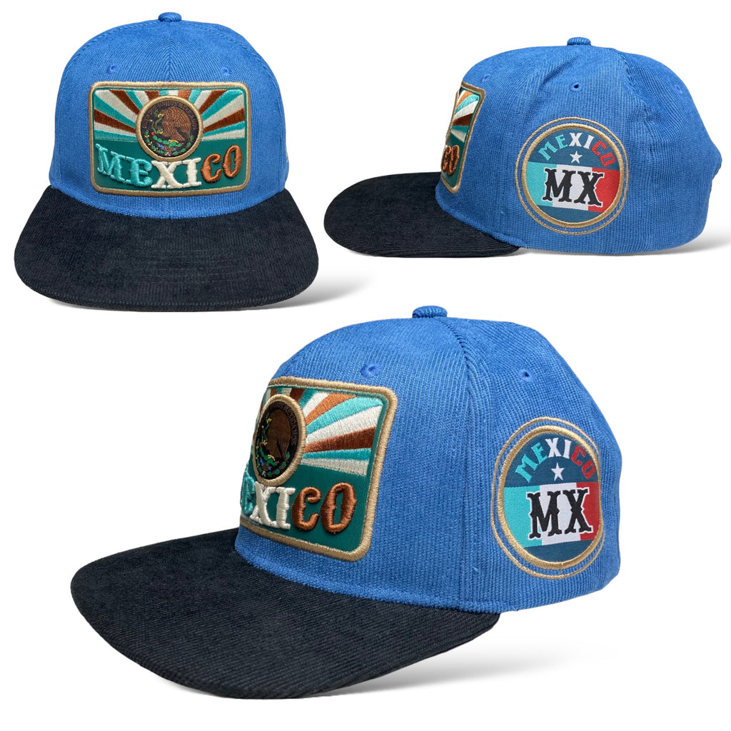 Mexico Eagle Flat Brim Snapback Cap Corduroy Hat - Gorra Mexicana de Pana