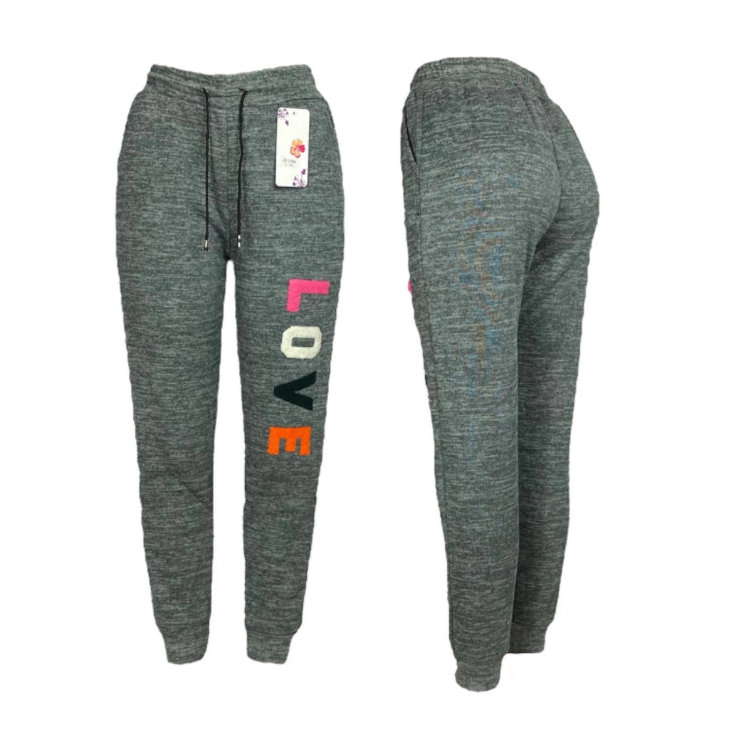 Women's Gray Fleece Lined Thermal Sweatpants for Home and Outdoor Activities