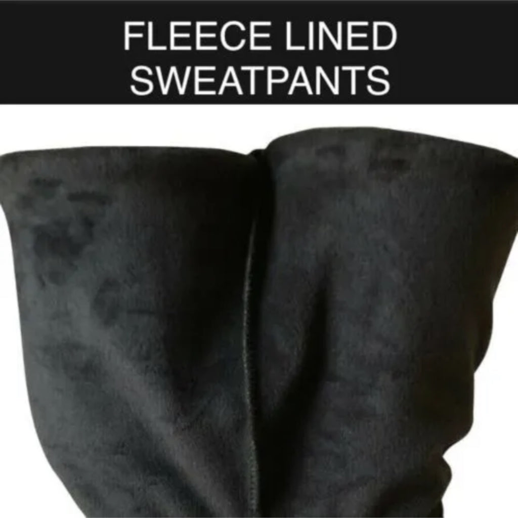 Women's Black Fleece Lined Thermal Sweatpants for Home and Outdoor Activities