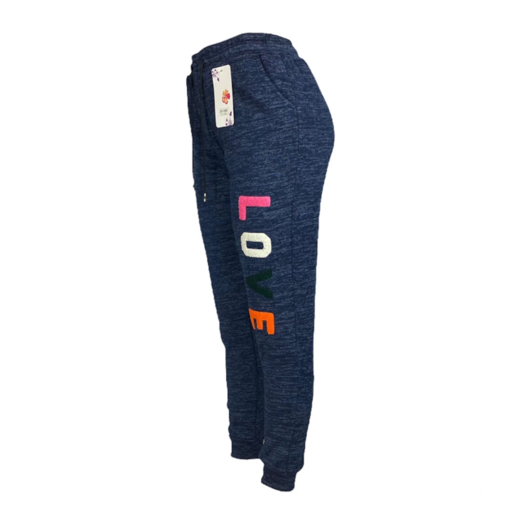 Women's Navy Fleece Lined Thermal Sweatpants for Home and Outdoor Activities