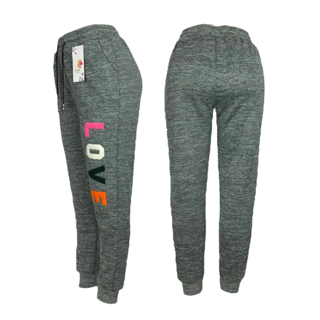 Women's Gray Fleece Lined Thermal Sweatpants for Home and Outdoor Activities