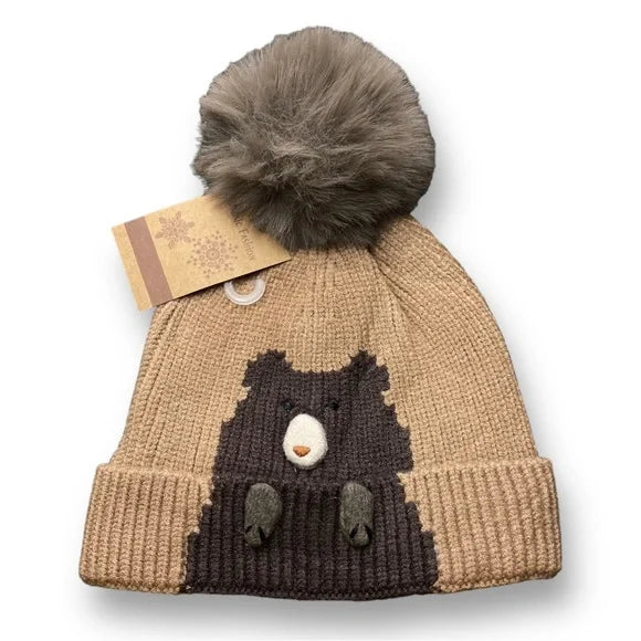 Baby Toddler Winter Beanie Hat | Cute Bear Design Warm Knit Hat for Kids