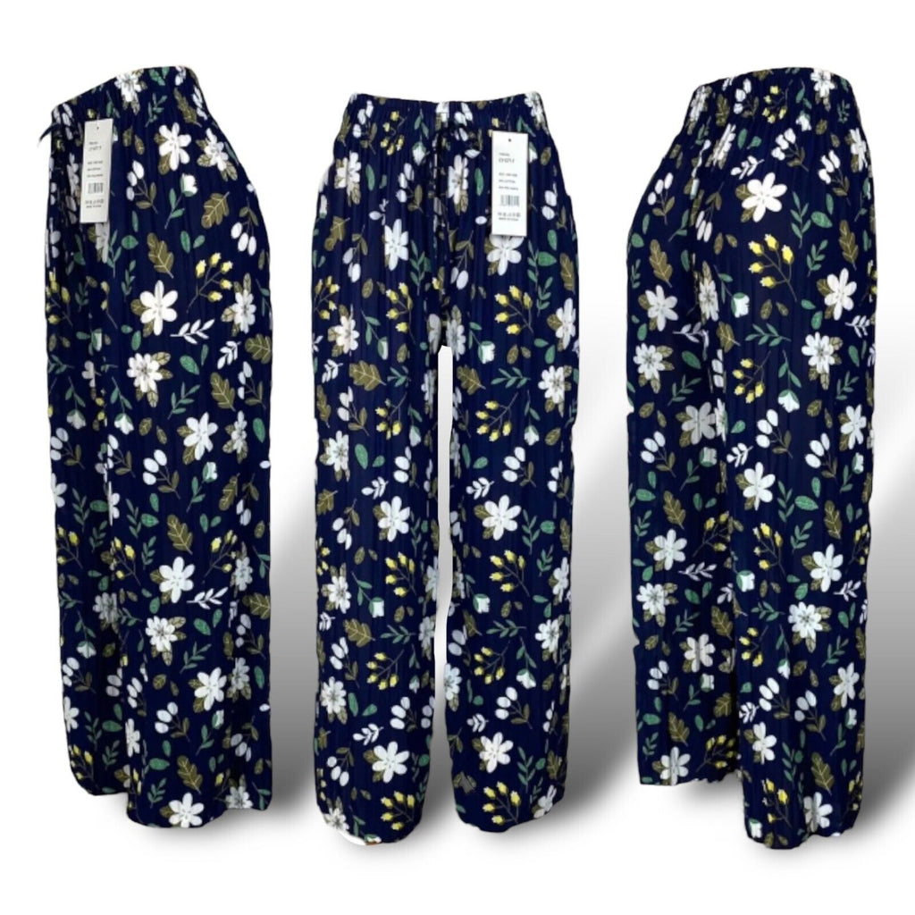 Women's Summer Beach Elastic Waist Pants | Floral Summer Beach Trousers