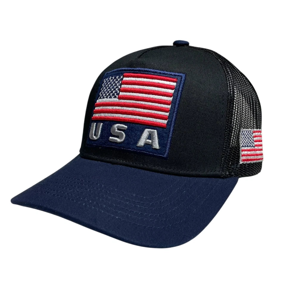 USA American Embroidered Snapback Baseball Cap, Curved Brim