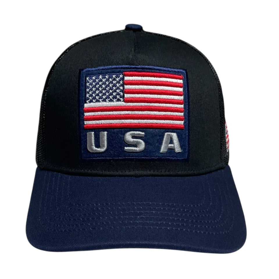 USA American Embroidered Snapback Baseball Cap, Curved Brim