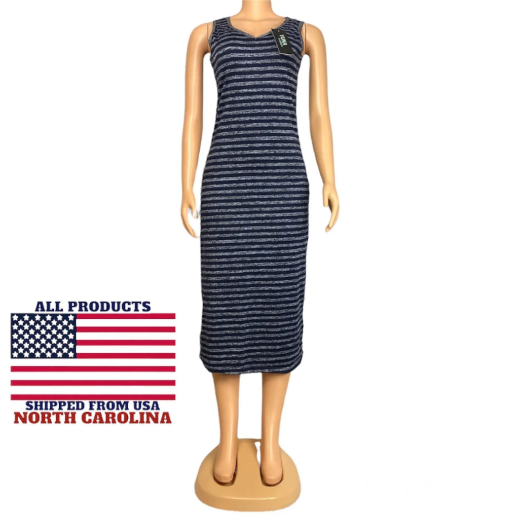 Women's Summer Sleeveless Striped Casual Beach Maxi Dress