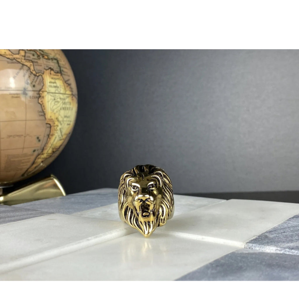 Lion head stainless steel alloy metal ring size 10