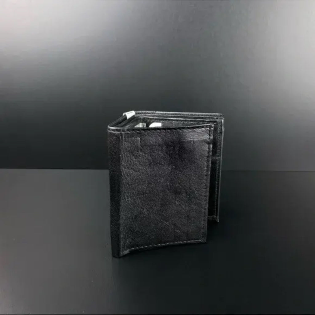 Men's Black Leather Trifold Wallet