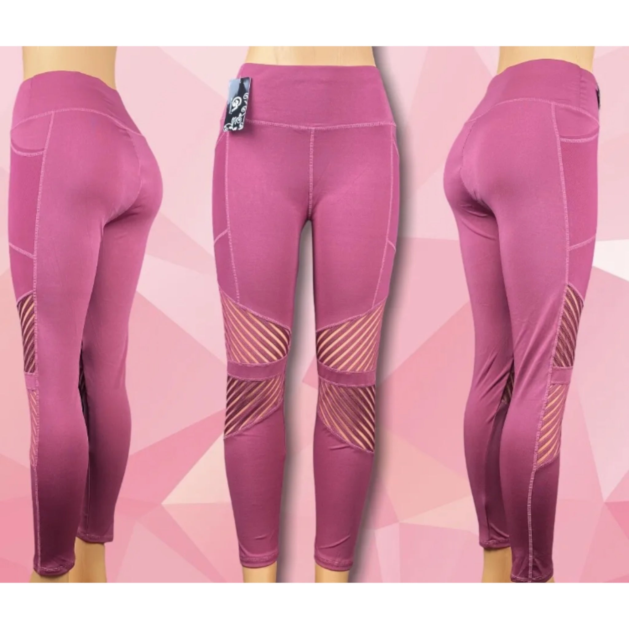 Women's High-Rise Leggings with Mesh Cutouts & Side pockets