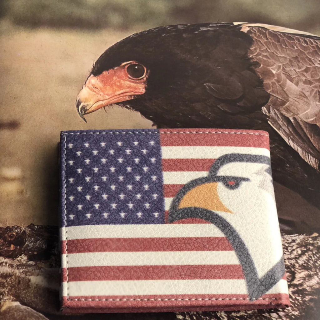 America flag and eagle printed bifold wallet