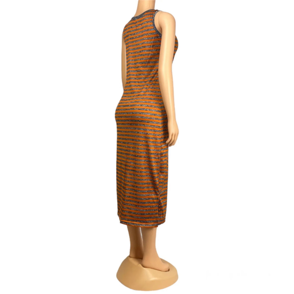 Women's Summer Sleeveless Striped Casual Beach Maxi Dress