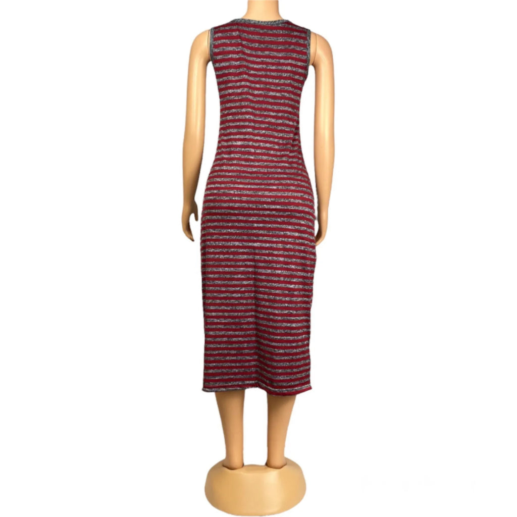 Women's Summer Sleeveless Striped Casual Beach Maxi Dress