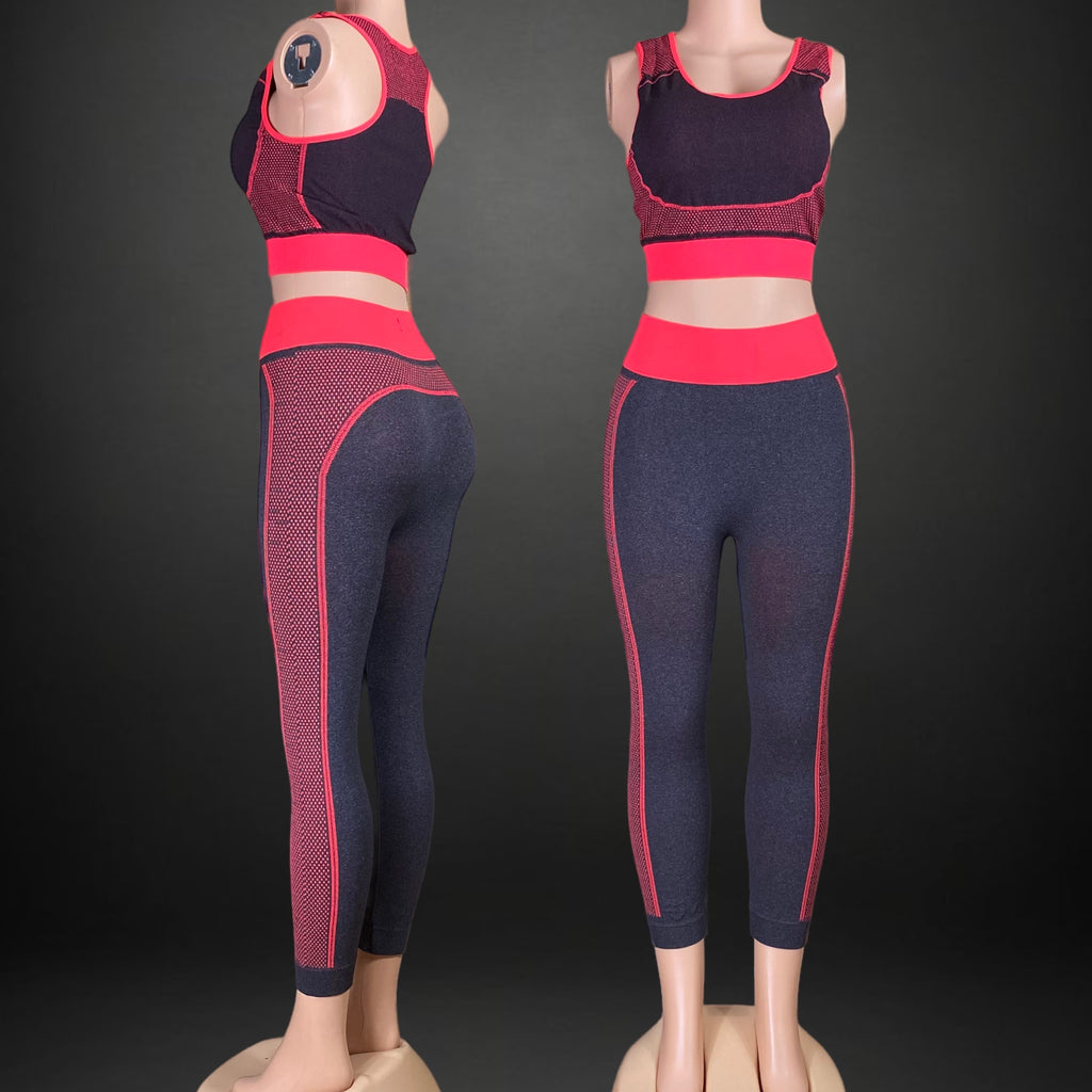 women's sport high waisted leggings & top set