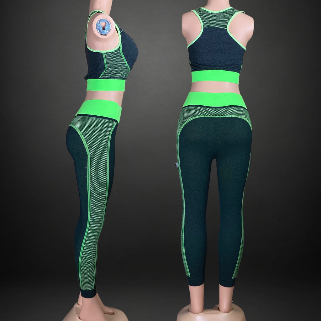 women's sport high waisted leggings & top set