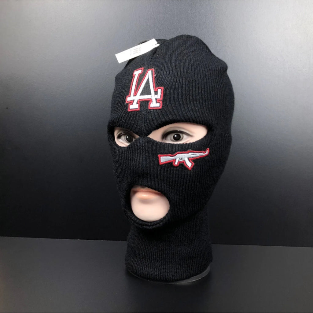 3 hole full face ski mask embroidered LA-AK 47 irone on patch Balaclava