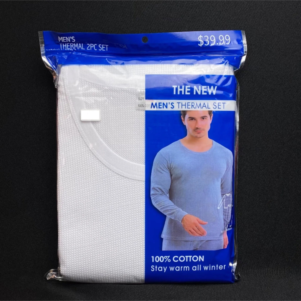 Men's Thermal Set 100% Cotton Underwear Top & Bottom Set