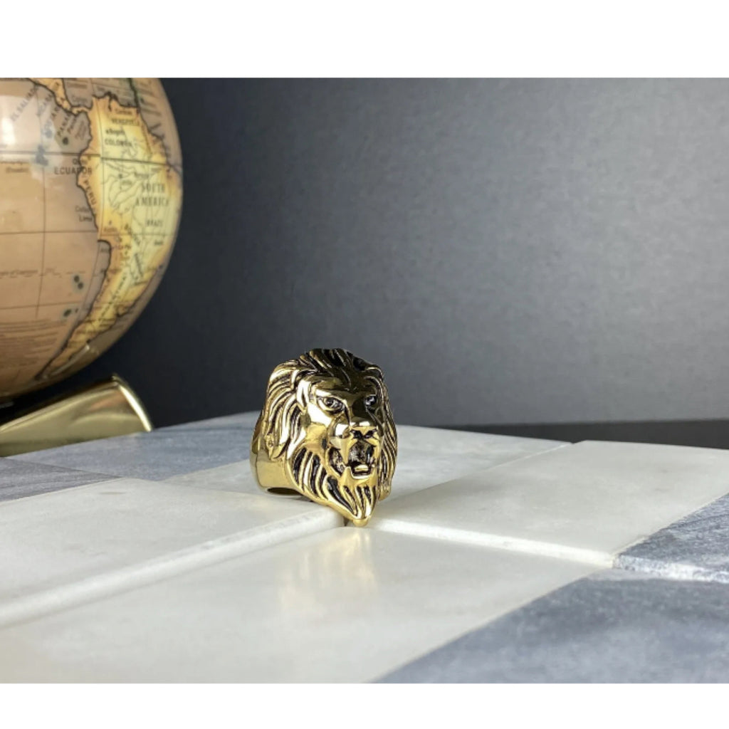 Lion head stainless steel alloy metal ring size 10