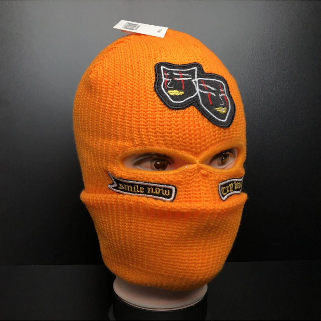 Smile Now Cry Later Full Face Ski Mask Irone on Patch Balaclava