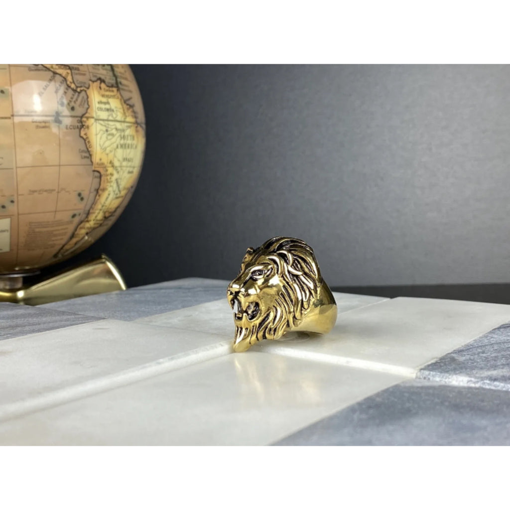 Lion head stainless steel alloy metal ring size 10