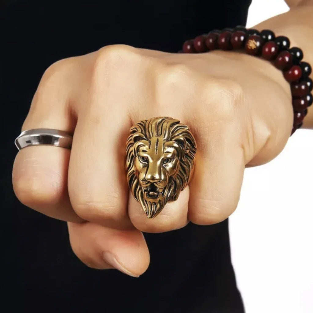 Lion head stainless steel alloy metal ring size 10