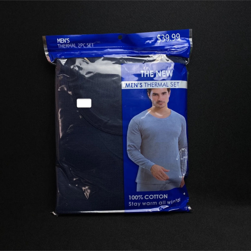 Men's Thermal Set 100% Cotton Underwear Top & Bottom Set