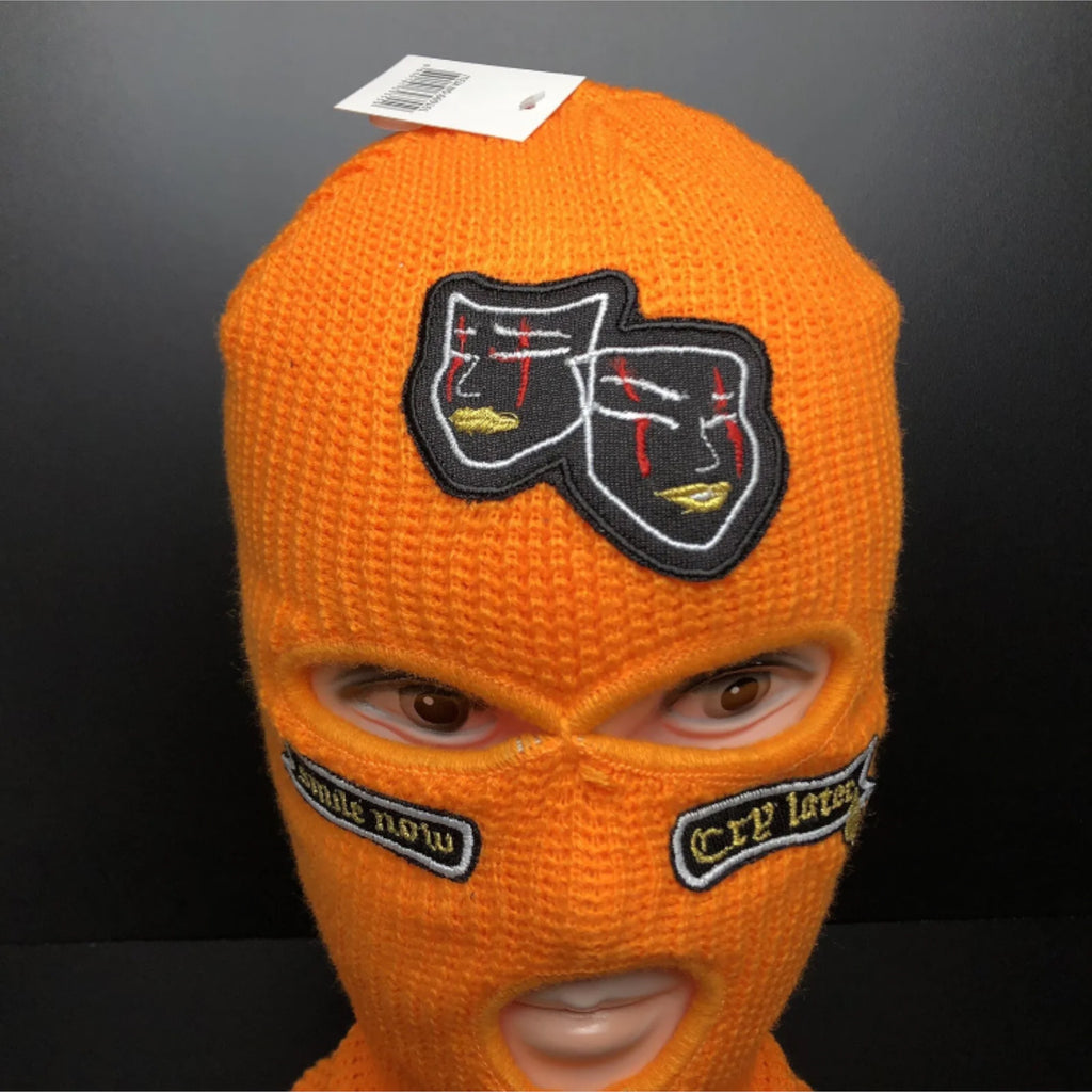 Smile Now Cry Later Full Face Ski Mask Irone on Patch Balaclava