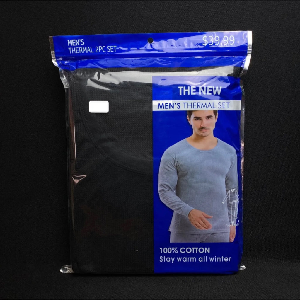 Men's Thermal Set 100% Cotton Underwear Top & Bottom Set