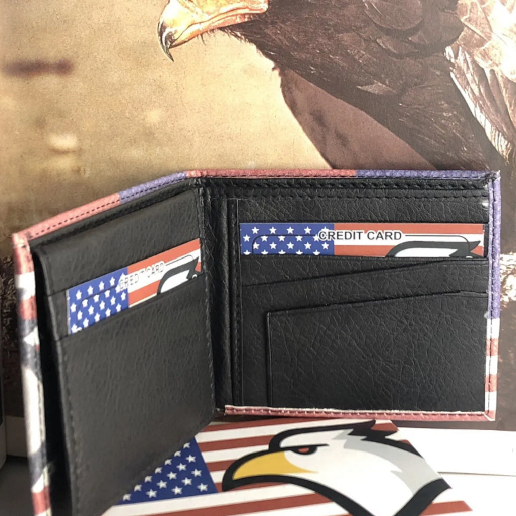 America flag and eagle printed bifold wallet