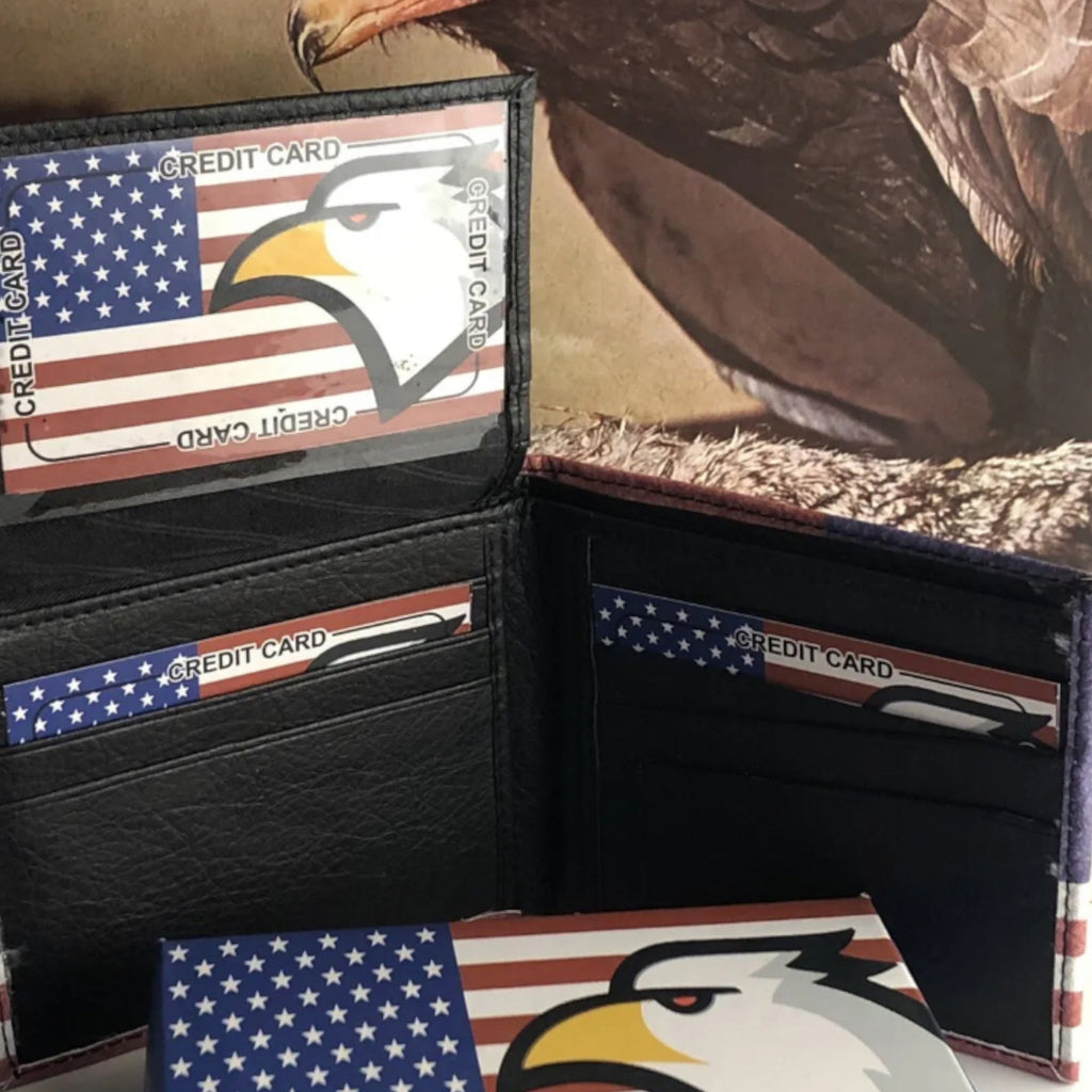 America flag and eagle printed bifold wallet