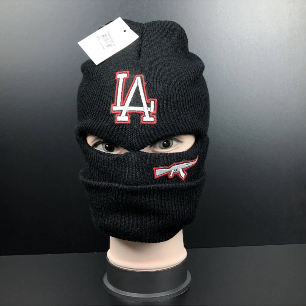 3 hole full face ski mask embroidered LA-AK 47 irone on patch Balaclava