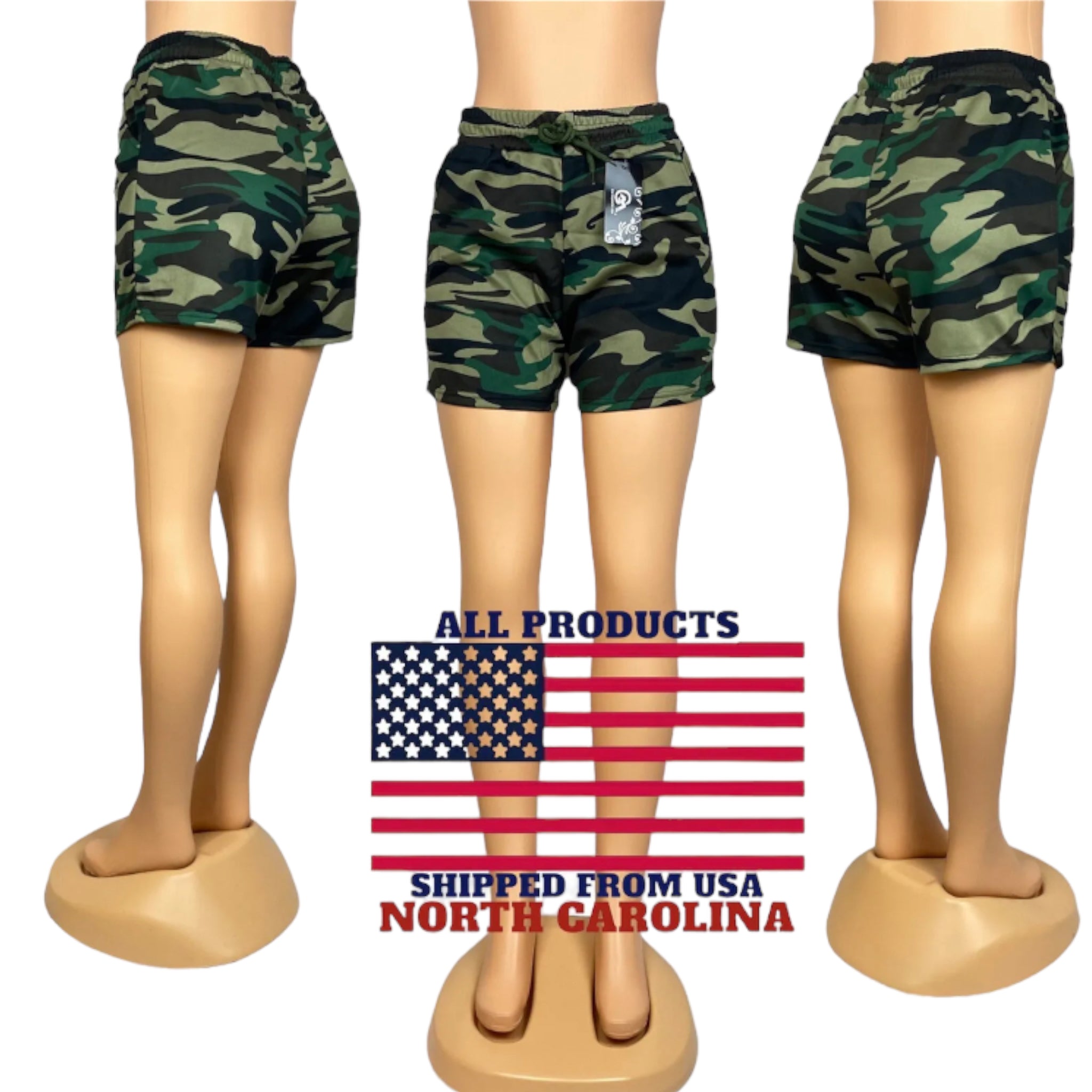 Women's camo shorts with side pockets
