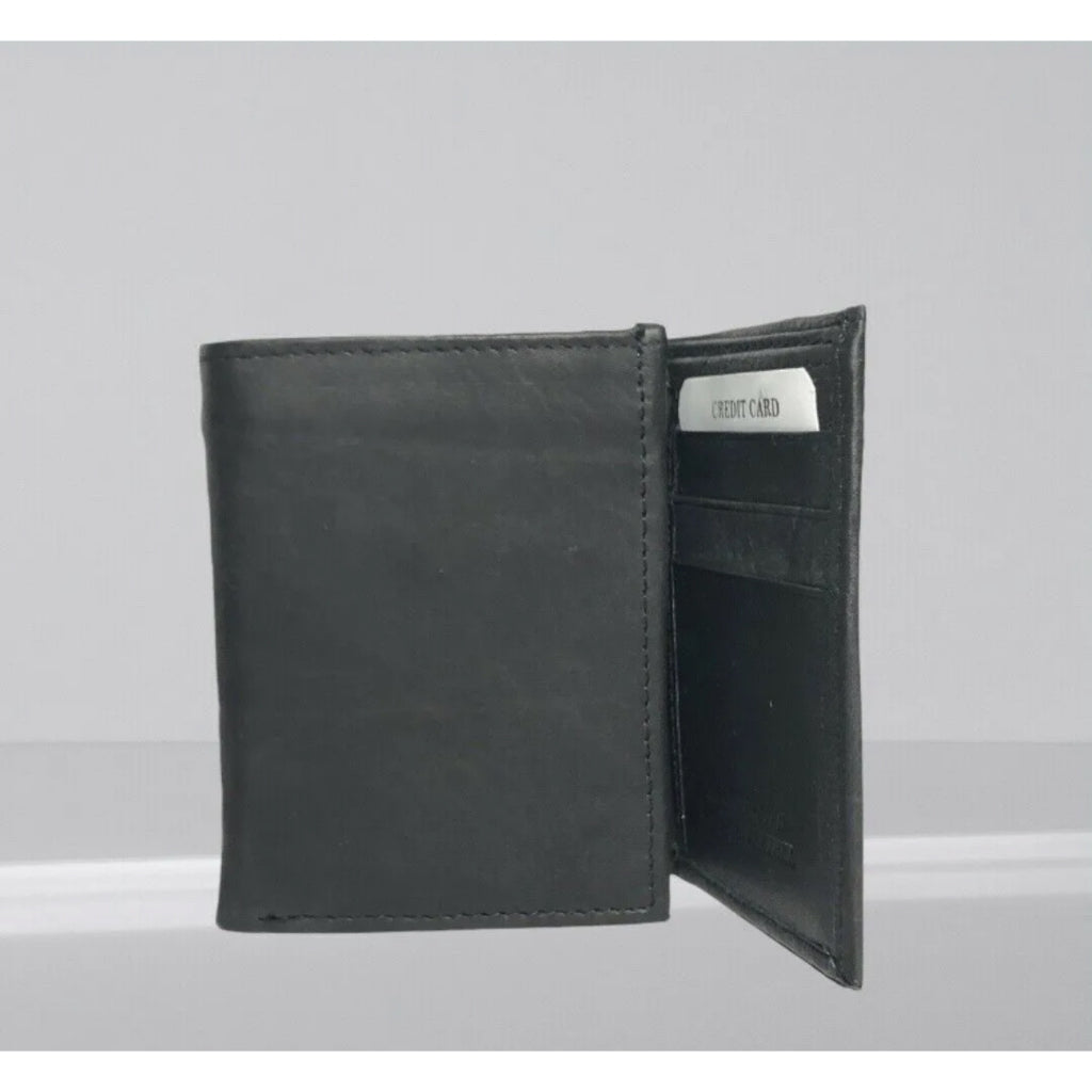 Men's Trifold Credit Card ID Classic Black Wallet