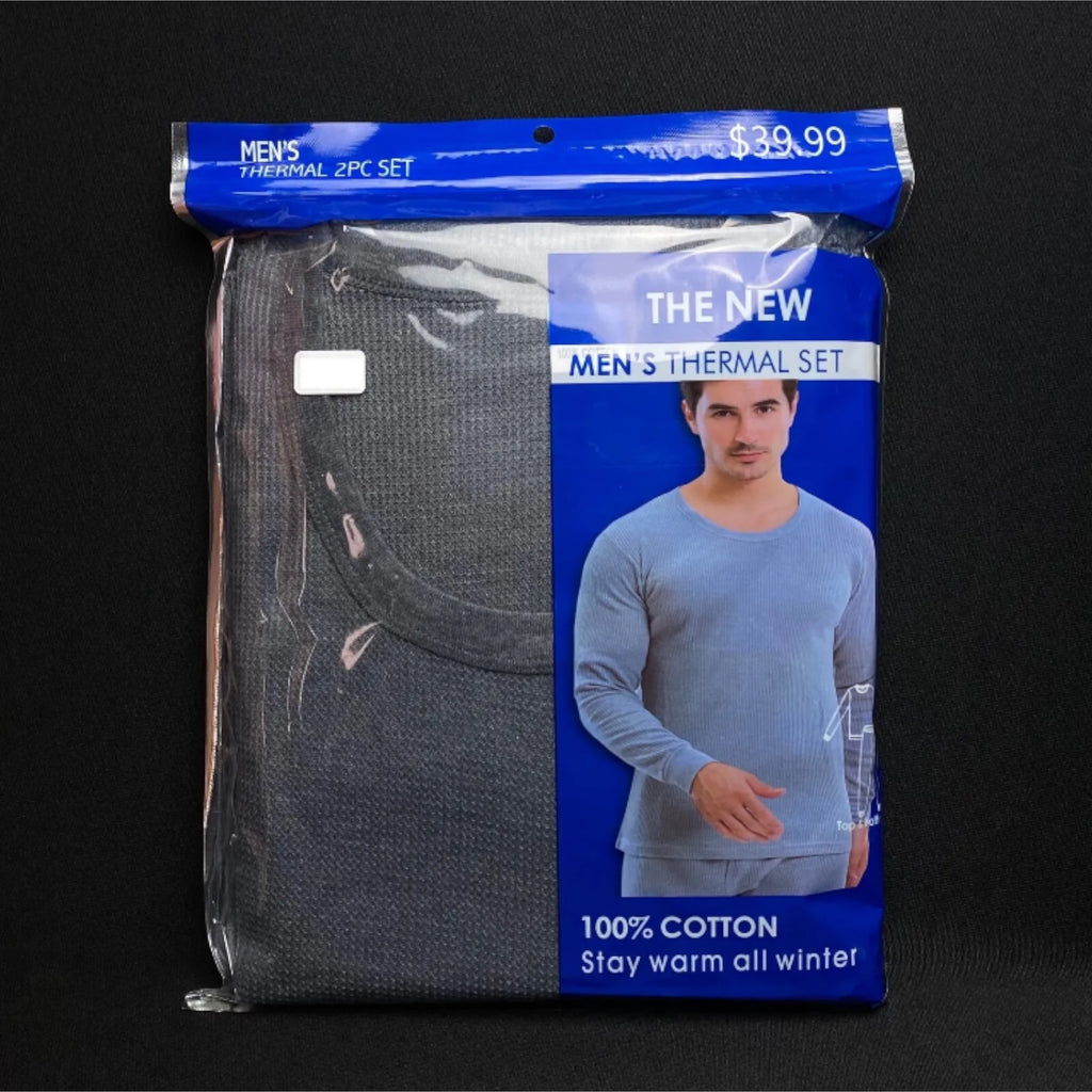 Men's Thermal Set 100% Cotton Underwear Top & Bottom Set