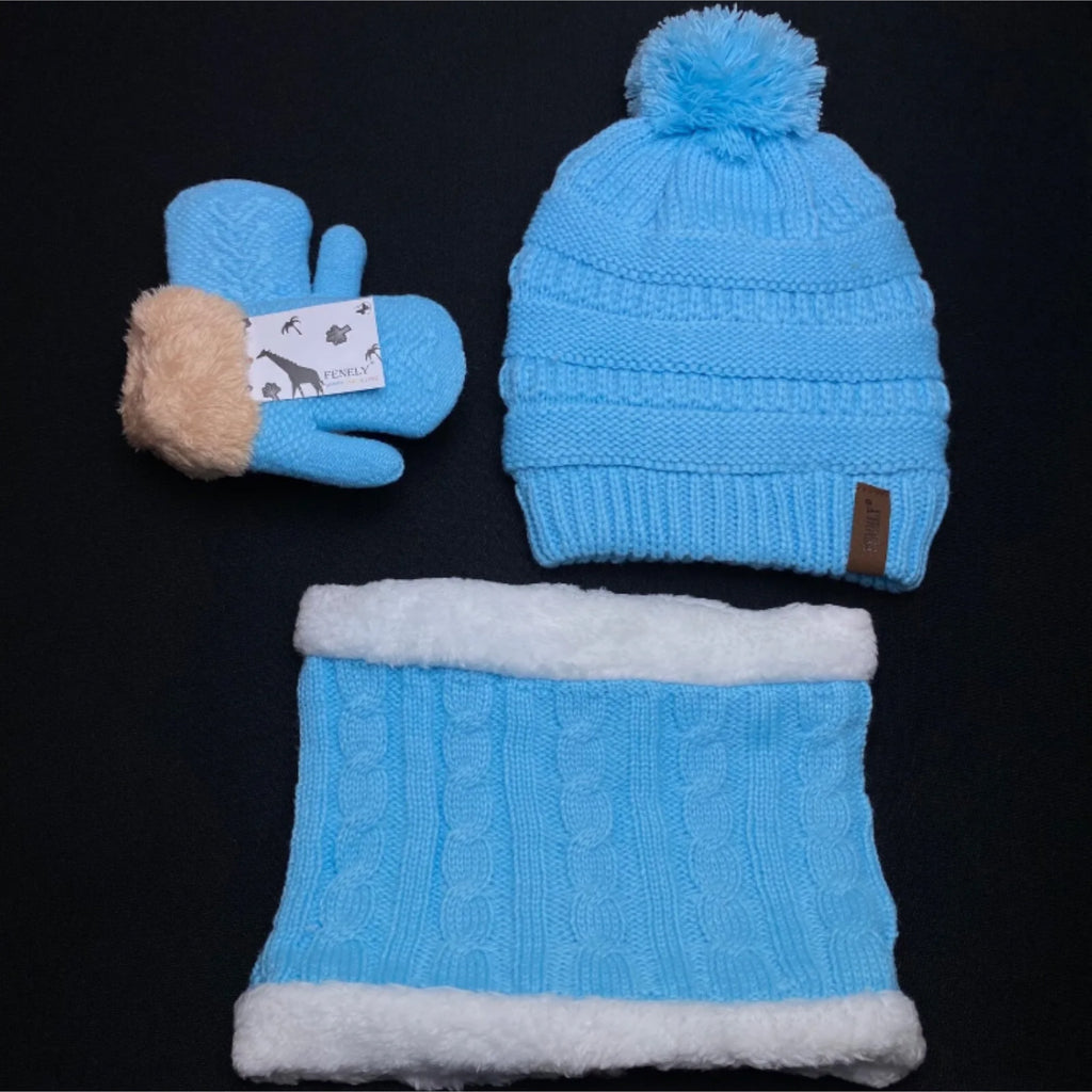 Kind's Baby Toddler Winter Beanie Hat, Scarf, Mittens Set 2/5 Years Old