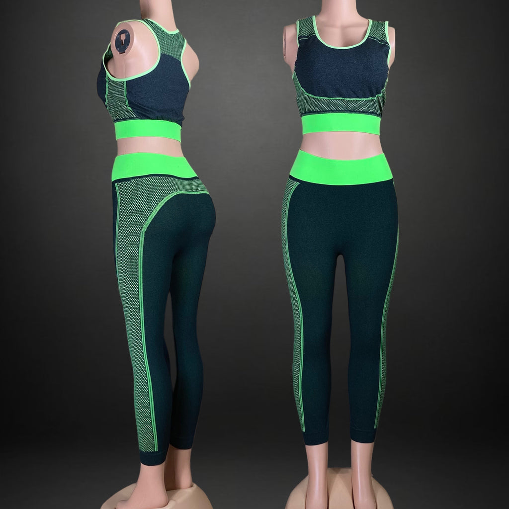 women's sport high waisted leggings & top set