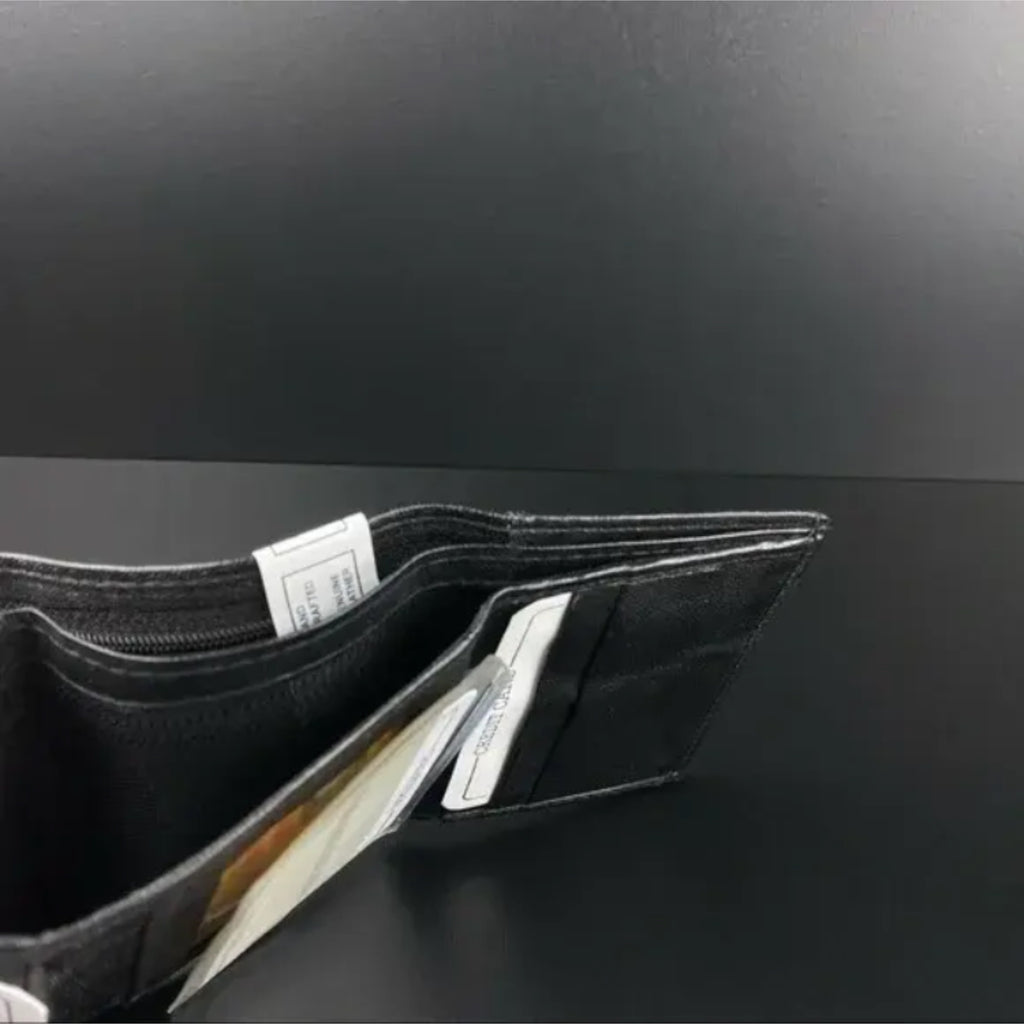 Men's Black Leather Trifold Wallet